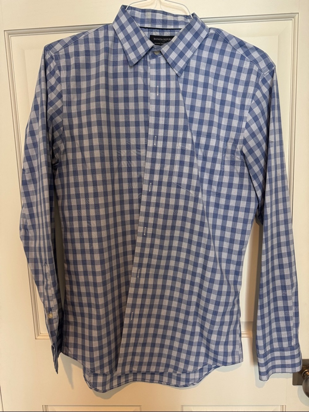 Banana Republic Men's Blue & White Gingham Dress Shirt